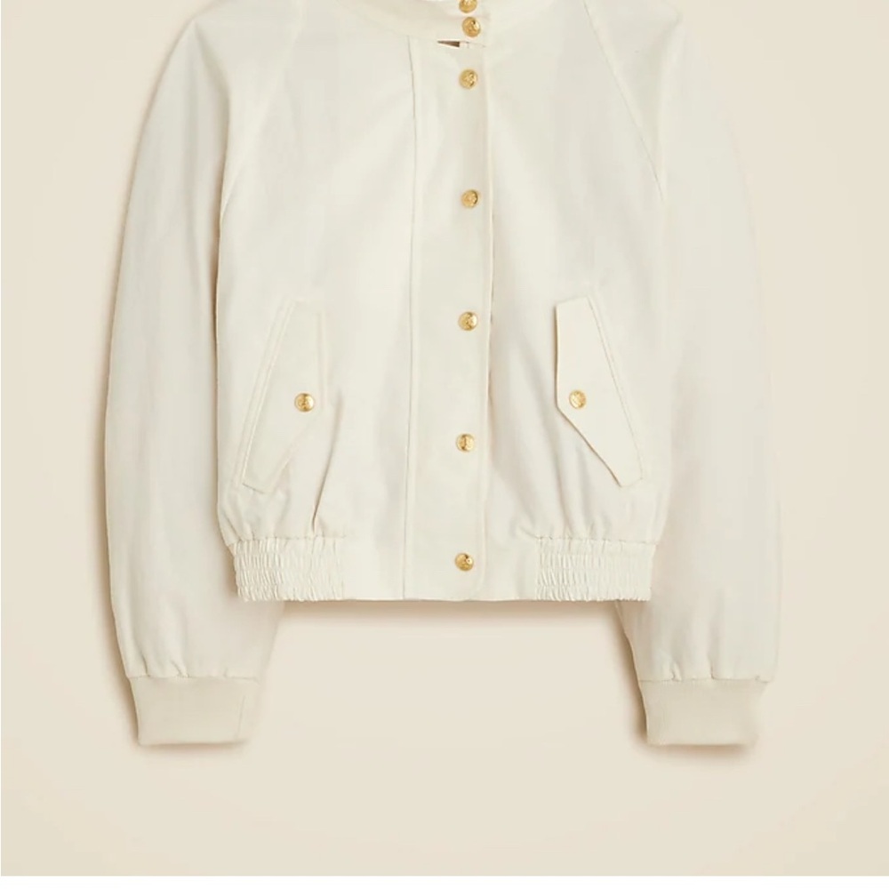 J. Crew Cream Bomber Jacket with Gold Buttons
